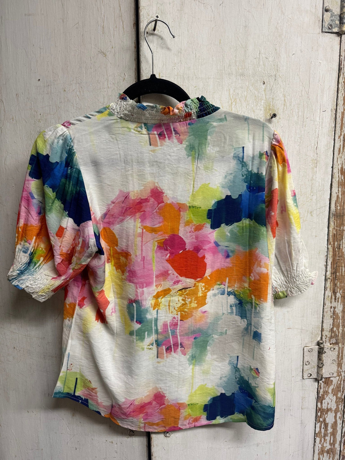 Watercolor Cloudburst V-neck Blouse By: Lior Paris