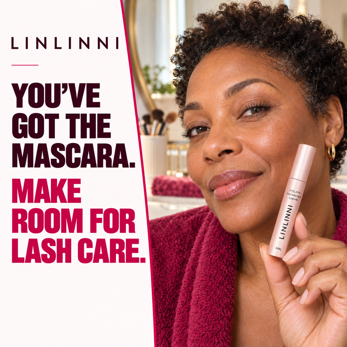 LINLINNI lash serum as part of an everyday skincare routine