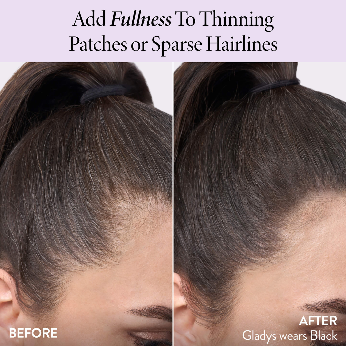 Original Laura Geller before-and-after photographs of Gladys wearing Black at a sparse-looking temple.