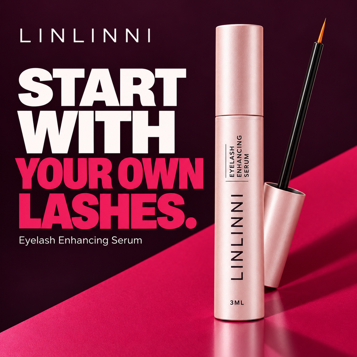LINLINNI Eyelash Enhancing Serum, 3 mL, with its fine-tip applicator
