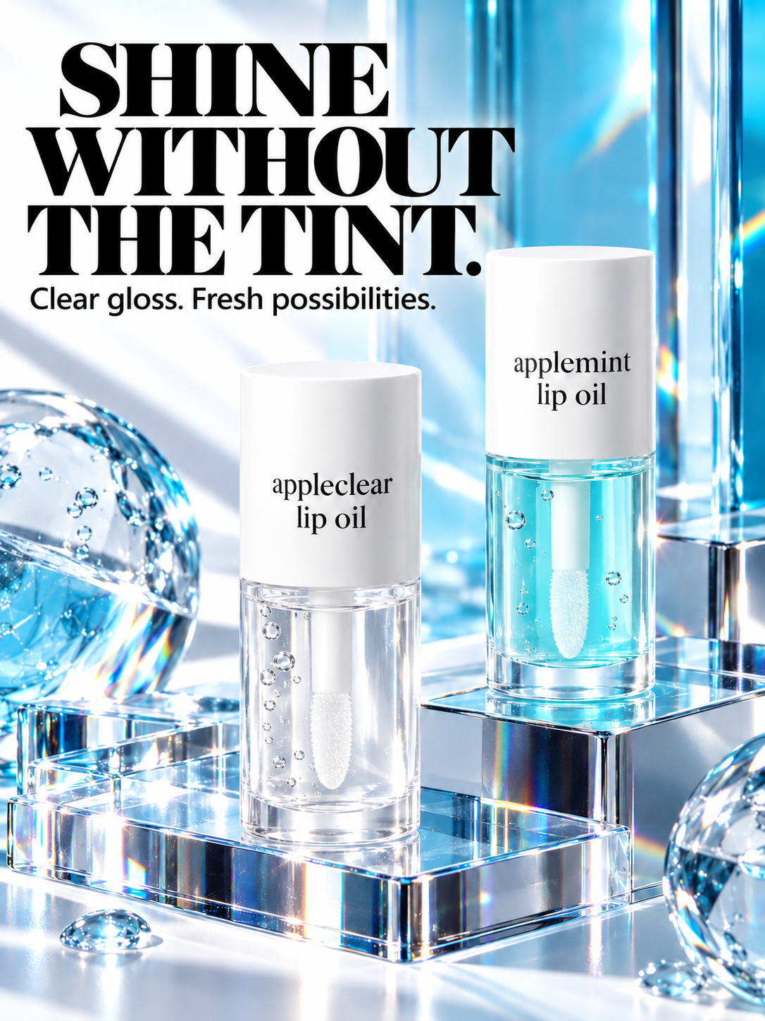 Lip-oil care and shade-specific formula details.
