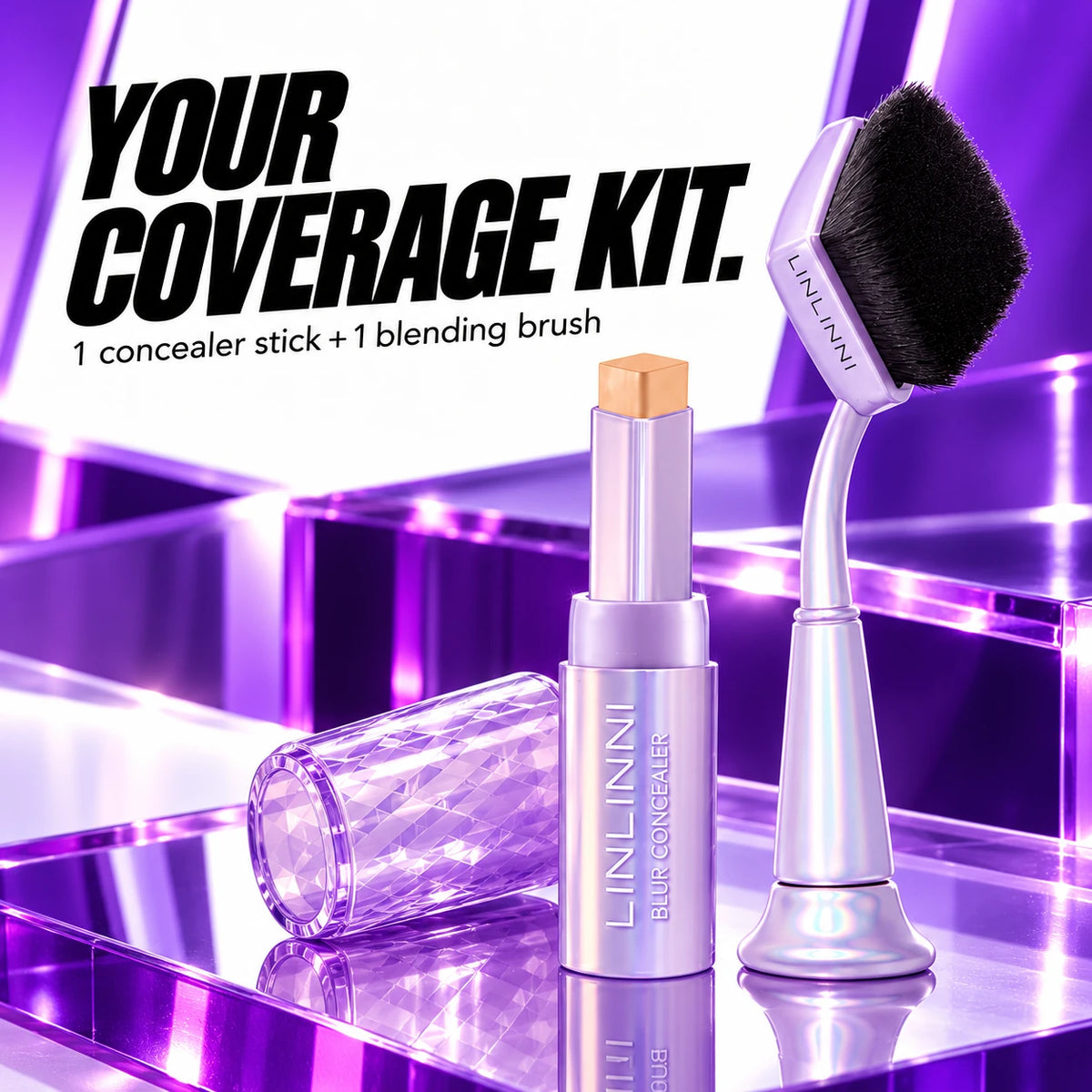 One LINLINNI concealer stick and one matching blending brush.
