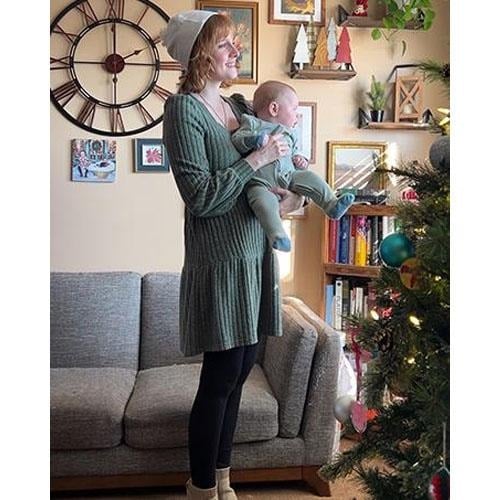 🔥Womens Square Neck Long Sleeve Fall Dresses Casual Babydoll Sweater Dress
