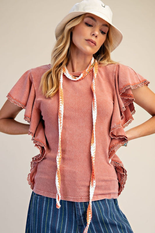 Dolman Sleeve Mineral Wash Top by: Easel