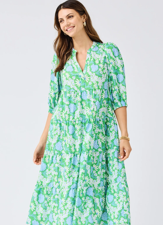 Cameron Daisy Chain Green Dress XS