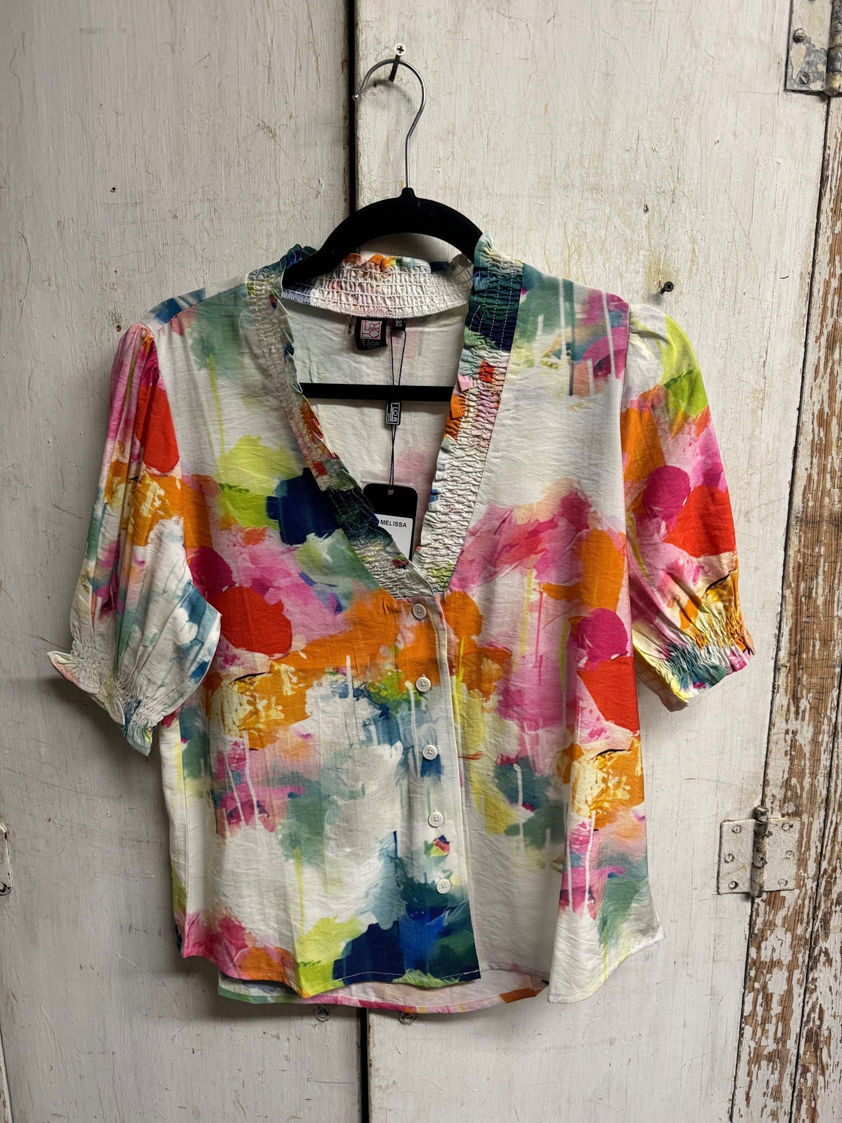 Watercolor Cloudburst V-neck Blouse By: Lior Paris
